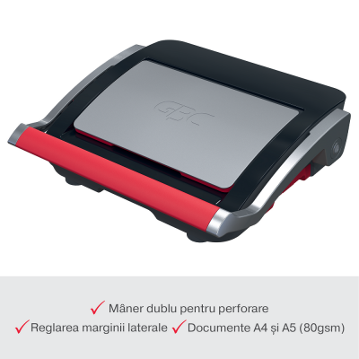 Masina de indosariat GBC CombBind CB25, manuala, cu spire de plastic, A4, 25/390 coli, negru-argintiu